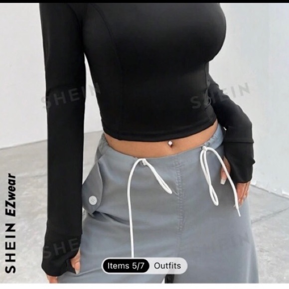 “SHEIN” EZwear,black,mock-neck, raglan slv, sports compression top,size M, NWT - Picture 2 of 16